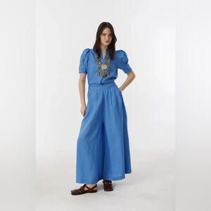 Lanhtrophy Sabi 100 % Linen Wide Leg Pants - Size Small
